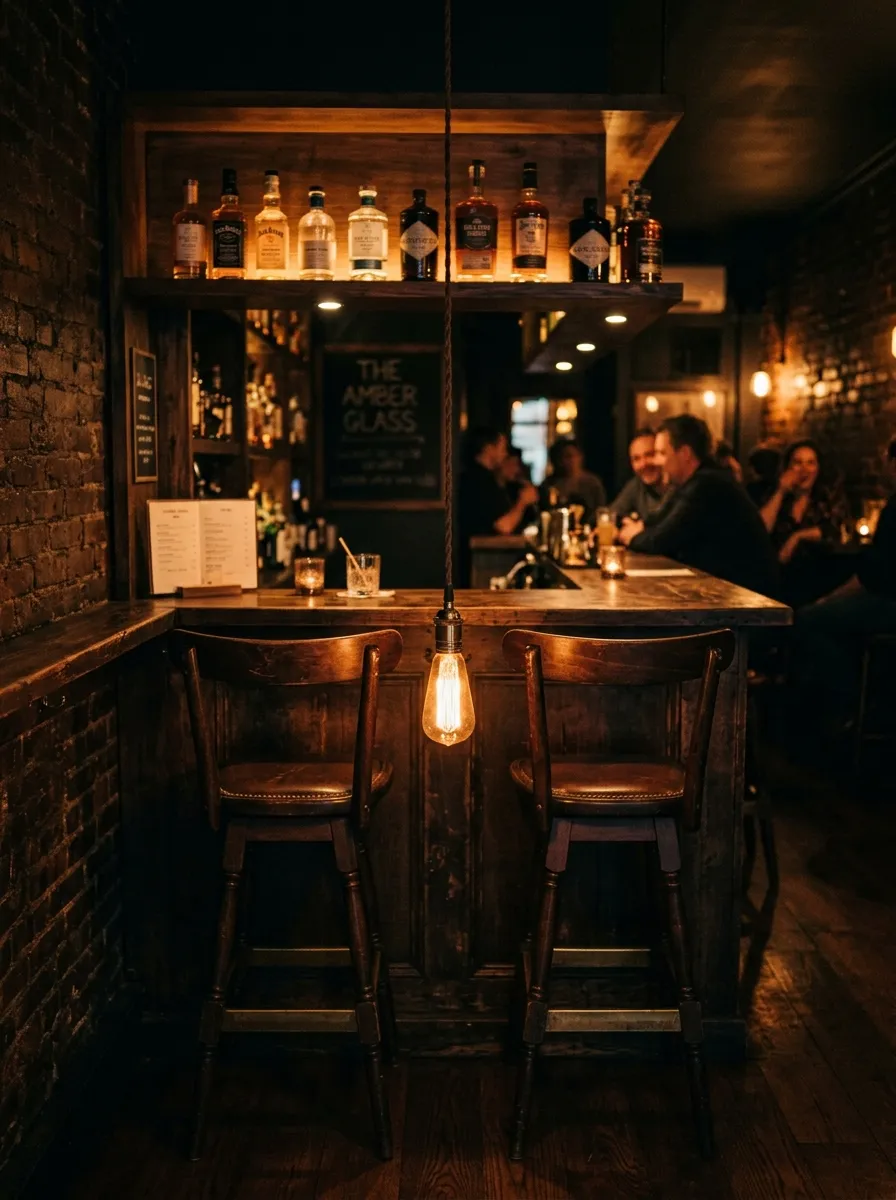 Inside the back bar at Flame & Bun